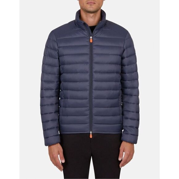SAVE THE DUCK Men’s Navy Quilted Ultra Light Zip Hooded Jacket - Picture 1 of 11